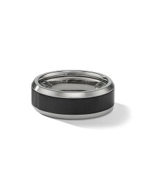 【送料無料】 デイビット・ユーマン メンズ リング アクセサリー Beveled Band Ring in Grey Titanium with Black Titanium titanium