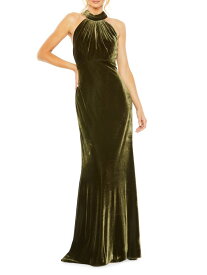 【送料無料】 マックダガル レディース ワンピース トップス Velvet Halterneck Column Gown olive