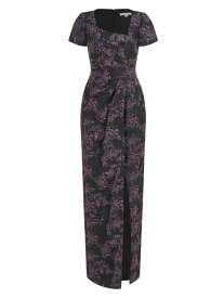【送料無料】 ケイ アンジャー レディース ワンピース トップス Roslyn Floral Jacquard Gown black dark lavender