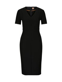 【送料無料】 ボス レディース ワンピース トップス Slim-Fit Business Dress With Full Rear Zip black