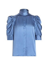 【送料無料】 フレーム レディース シャツ トップス Gillian Ruched Silk Top slate blue