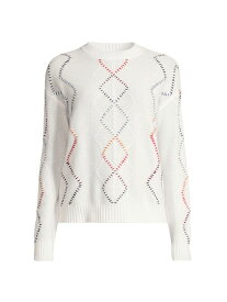 【送料無料】 ミニーローズ レディース ニット・セーター アウター Cash Fringe Cashmere Cable-Knit Sweater white multi