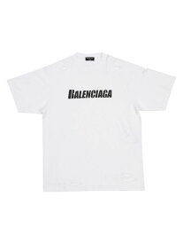 【送料無料】 バレンシアガ レディース Tシャツ トップス Destroyed T-shirt Boxy Fit white black