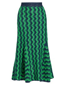 【送料無料】 ウェールズ ボナー レディース スカート ボトムス Ocean Zigzag Midi-Skirt green navy