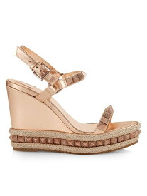 【送料無料】 クリスチャン・ルブタン レディース サンダル シューズ Pyraclou 110MM Leather Wedge Sandals leche