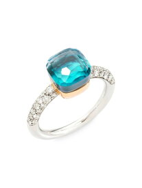 【送料無料】 ポメラート レディース リング アクセサリー Nudo 18K Two-Tone Gold & Sky Blue Topaz Doublet & Diamond Petite Ring white gold