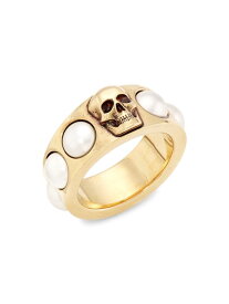 【送料無料】 アレキサンダー・マックイーン レディース リング アクセサリー Goldtone & Faux-Pearl Skull Ring caramel