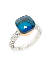 【送料無料】 ポメラート レディース リング アクセサリー Nudo 18K Two-Tone Gold, London Blue Topaz Doublet & Diamond Classic Ring white gold