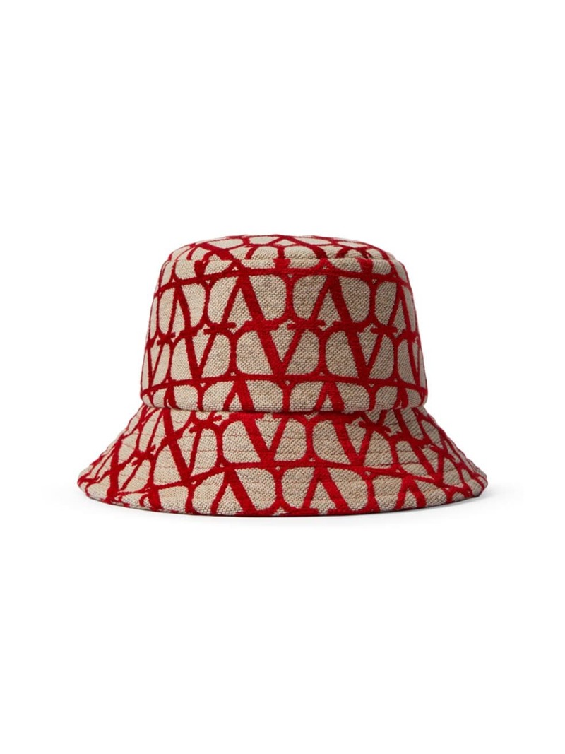 【送料無料】 ヴァレンティノ レディース 帽子 アクセサリー V-Logo Monogram Canvas Bucket Hat beige redのサムネイル
