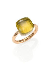 【送料無料】 ポメラート レディース リング アクセサリー Nudo 18K Rose Gold & Lemon Quartz Large Square Ring rose gold