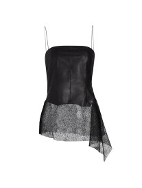 【送料無料】 ヘルムート ラング レディース タンクトップ トップス Leather Lace Draped Top black