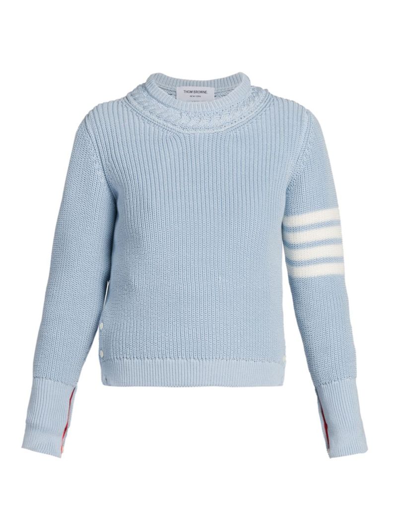 お1人様1点限り】 トムブラウン レディース ニット セーター アウター Striped-Sleeve Cotton Sweater
