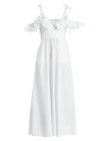 【送料無料】 ジャンバティスタ ヴァリ レディース ワンピース トップス Ruffled Off-The-Shoulder Midi-Dress optical white