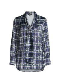 【送料無料】 ミソック レディース シャツ トップス Plaid Crepe De Chine Tieneck Blouse multi