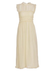 【送料無料】 ウラ・ジョンソン レディース ワンピース トップス Aberdeen Wool Pleated Midi-Dress alabaster