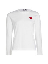 【送料無料】 コム・デ・ギャルソン レディース Tシャツ トップス Heart Cotton Logo Long-Sleeve T-Shirt white