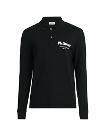 【送料無料】 アレキサンダー・マックイーン メンズ ポロシャツ トップス Embroidered Graffiti Long-Sleeved Polo Shirt black