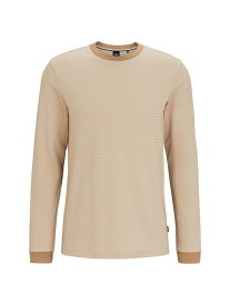 【送料無料】 ボス メンズ Tシャツ トップス Long-Sleeved Cotton-Blend T-Shirt With Ottoman Structure beige