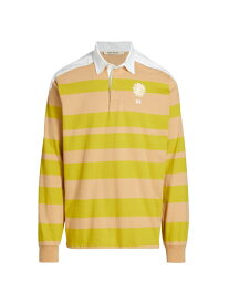 【送料無料】 ウェールズ ボナー メンズ ポロシャツ トップス City Striped Long-Sleeve Polo Shirt yellow sand