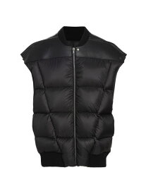 【送料無料】 リックオウエンス メンズ ベスト ダウンベスト アウター Jumbo Flight Leather-Trimmed Puffer Vest black