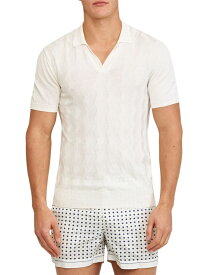 【送料無料】 オールバー ブラウン メンズ ポロシャツ トップス Horton Chevron Silk & Cotton Polo Shirt sea mist