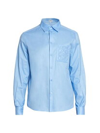 【送料無料】 ロエベ メンズ シャツ トップス Anagram Pocket Poplin Shirt ash blue