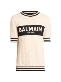 【送料無料】 バルマン メンズ Tシャツ トップス Logo Cotton & Wool-Blend T-Shirt natural