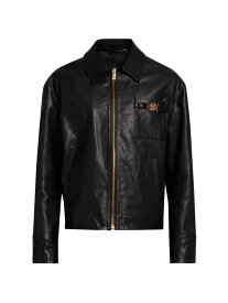 【送料無料】 ヴェルサーチ メンズ ジャケット・ブルゾン アウター Leather Jacket black