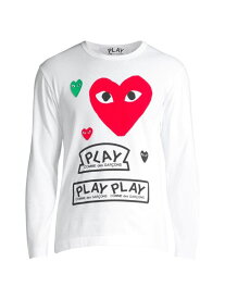 【送料無料】 コム・デ・ギャルソン メンズ Tシャツ トップス Play Multi Heart Long-Sleeve Graphic T-Shirt white