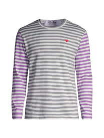 【送料無料】 コム・デ・ギャルソン メンズ Tシャツ トップス Multicolor Striped Long-Sleeve Shirt grey purple