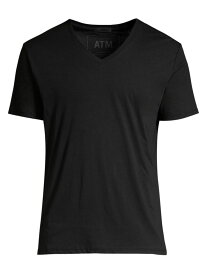 【送料無料】 エーティーエム メンズ Tシャツ トップス Slim Fit V-Neck Cotton T-Shirt black