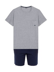 【送料無料】 ホム メンズ Tシャツ トップス 2-Piece T-Shirt & Shorts Pajama Set navy
