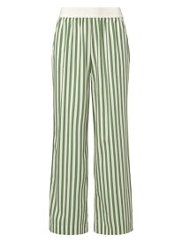 【送料無料】 ウィ ウォー ワット レディース ナイトウェア アンダーウェア Striped Wide-Leg Pajama Pants pine ivory