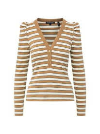 【送料無料】 ヴェロニカ ベアード レディース Tシャツ トップス Dekalb Striped Cotton-Blend T-Shirt camel multi