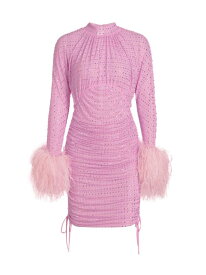 【送料無料】 セルフ・ポートレイト レディース ワンピース トップス Rhinestone & Feather-Embellished Minidress pink