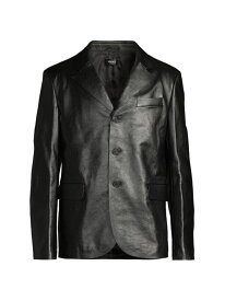 【送料無料】 ヴェルサーチ メンズ ジャケット・ブルゾン ブレザー アウター Three-Button Leather Blazer black
