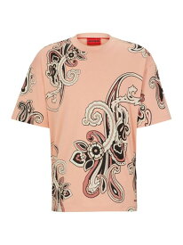 【送料無料】 フューゴ メンズ Tシャツ トップス Interlock-Cotton T-Shirt with Paisley Print light pink