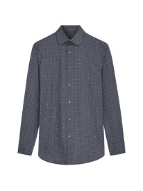 【送料無料】 ブガッチ メンズ シャツ トップス Ooohcotton Tech James Geometric Long-Sleeve Shirt turquoise