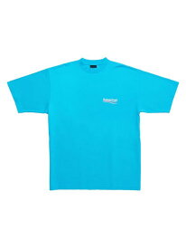 【送料無料】 バレンシアガ メンズ Tシャツ トップス Political Campaign T-Shirt Large Fit blue sky