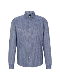 【送料無料】 ボス メンズ シャツ トップス Regular-Fit Shirt In Printed Fabric light blue