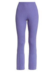 【送料無料】 ウォルフォード レディース カジュアルパンツ ボトムス Wool Rib-Knit Flared Trousers iris bloom