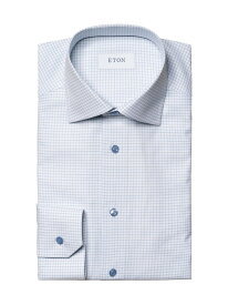 【送料無料】 エトン メンズ シャツ トップス Contemporary-Fit Check Cotton & Tencel Shirt light blue