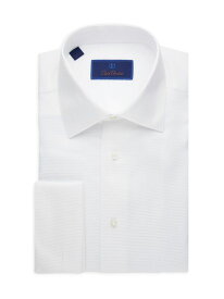 【送料無料】 デイビッドドナヒュー メンズ シャツ トップス Regular-Fit Horizontal Rib Formal Shirt white