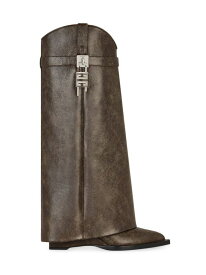 【送料無料】 ジバンシー レディース ブーツ・レインブーツ シューズ Shark Lock Cowboy Boots In Leather walnut brown