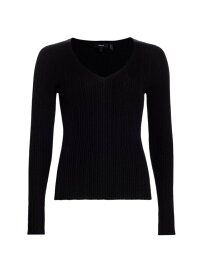 【送料無料】 セオリー レディース シャツ トップス Rib-Knit Wool-Blend V-Neck Top black