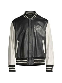【送料無料】 パーム・エンジェルス メンズ ジャケット・ブルゾン アウター Leather Varsity Bomber Jacket black off white