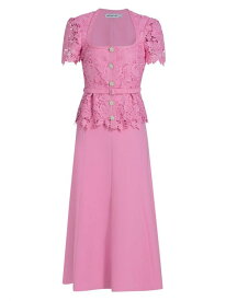 【送料無料】 セルフ・ポートレイト レディース ワンピース トップス Mixed-Media Lace Midi-Dress pink