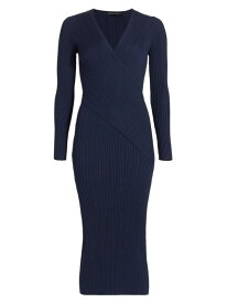 【送料無料】 エリータハリ レディース ワンピース トップス Levi Rib-Knit Wrap Midi-Dress peacoat