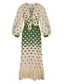 【送料無料】 ジョアンナオッティ レディース ワンピース トップス Siena Pradera Geometric Linen Midi-Dress ecru green