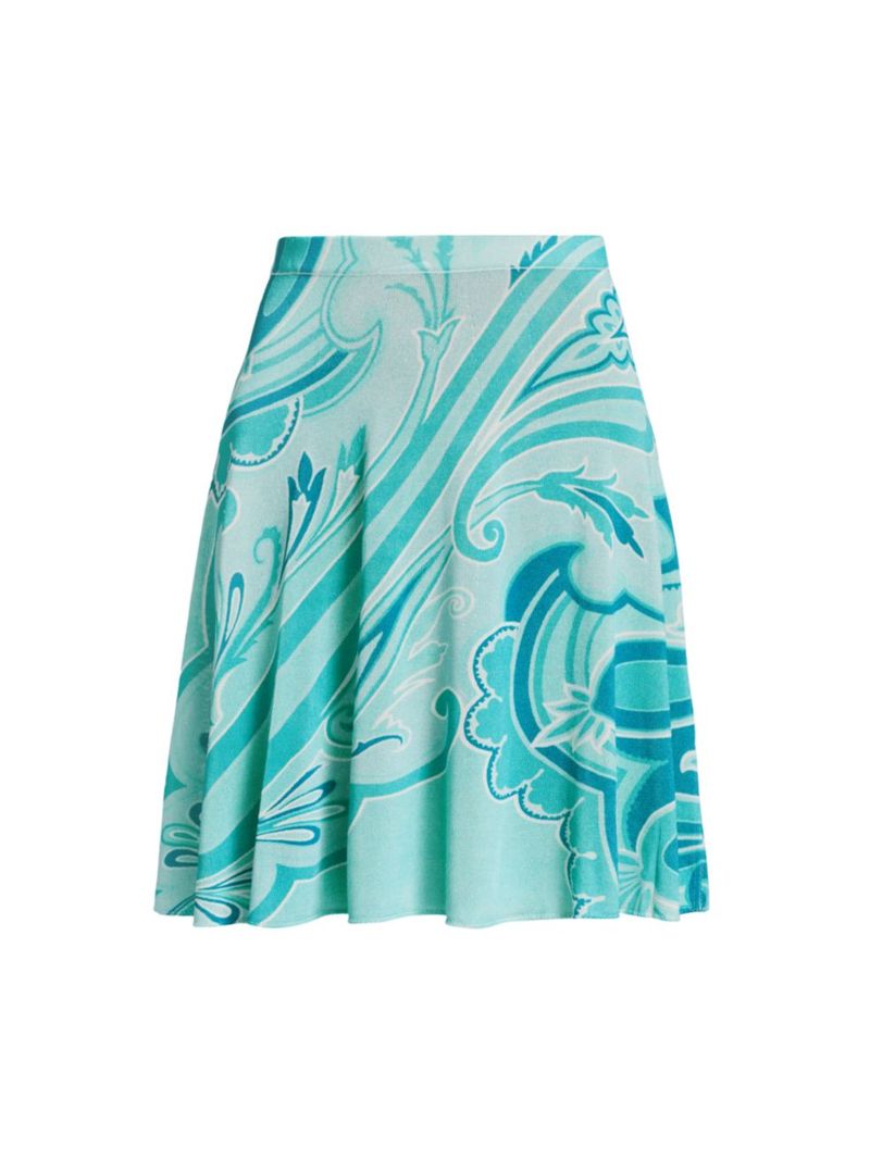  エトロ レディース スカート ボトムス Paisley Wave Miniskirt slate blue